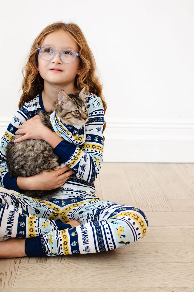 Meowzel Tov Fair Isle Cats Two Piece Bamboo Viscose Pajamas Set