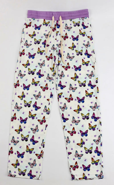 LGBTQ Butterfly Print Bamboo Adult Unisex Lounge Pants with Pockets Purple Gay Lesbian Trans Pajamas Pants Clothing