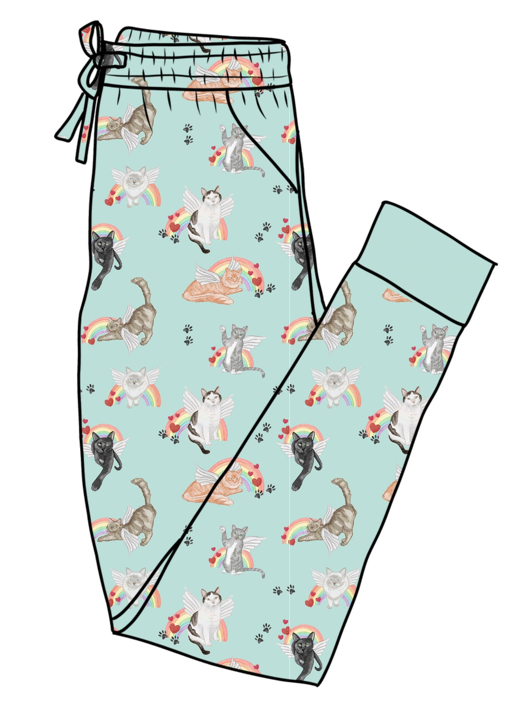 Rainbow Bridge Cats Adult Bamboo Joggers Pajama Pants Popoki Pajamas