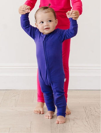 Snuggly zip-up Sleepers for Babies and Toddlers Purple Jewel Tones Sibling Matching Pajamas Made from Buttery Soft Bamboo Viscose our solid zip Rompers are the Ultimate Sleepwear Essential 