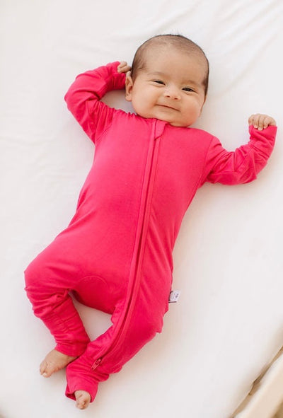 Pink Newborn Baby Zippies Convertible Footie Pajamas Romper Sleeper Toddler Two Way Zipper Girls Boys Baby Preemie 