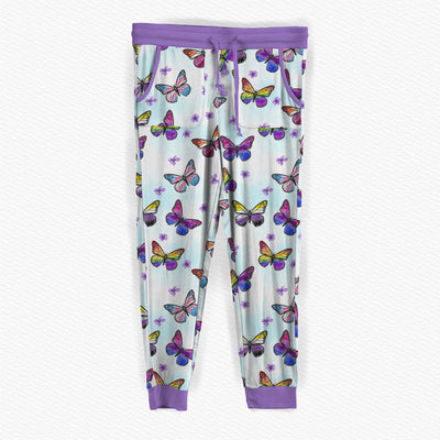 LGBTQ Butterfly Print Bamboo Adult Joggers Purple Gay Lesbian Trans Pajamas Pants Clothing