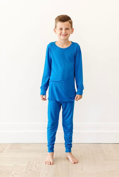 Kids Blue Pajamas Bamboo Two Piece Set Pants and Shirt Buttery Soft Ocean Blue Kids Toddler  PJs