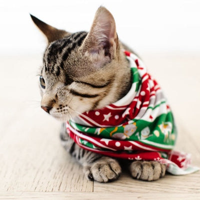 Cat Bandana Matching Christmas Bandana Bamboo Pet Cat Pajamas Holiday Photos Matching Pet Kitten Cat Sphynx Maine Coon Siamese Calico  